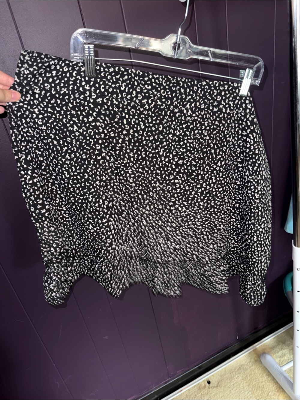 Nasty Gal Black and White Mini Skirt with Ditsy Print